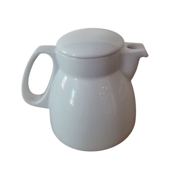 Bauscher Weiden Germany White Porcelain Art Deco Minimalist Tea Pot With Lid - Picture 2 of 9